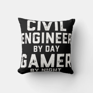 Civil Engineer By Day Gamer By Night Cute Engineer Cushion