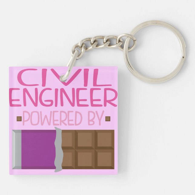 Civil Engineer Chocolate Gift for Woman Key Ring (Back)