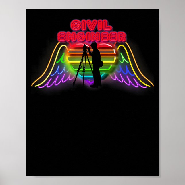 Civil Engineer Colourful Funny Presents For Civil Poster (Front)