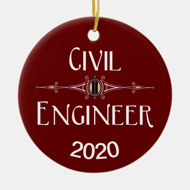 Civil Engineer Decorative Line Ceramic Ornament (Front)