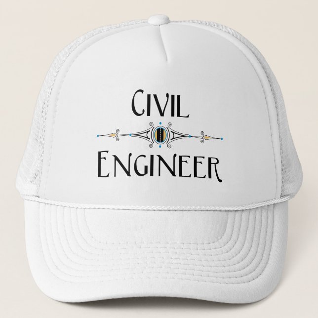 Civil Engineer Decorative Line Trucker Hat (Front)