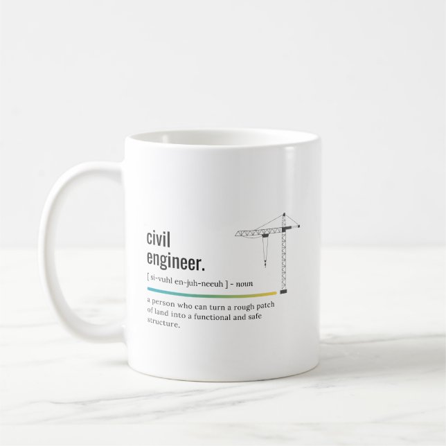 Civil Engineer Definition Personalised Coffee Mug (Left)