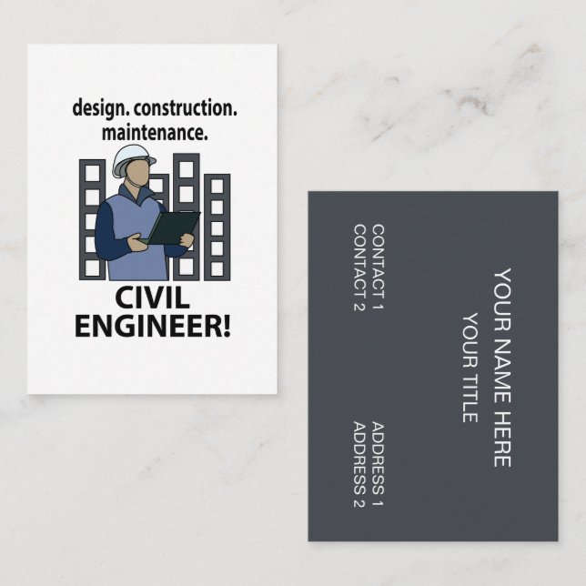 Civil Engineer Design Construction Civil Engineer  Business Card (Front/Back)
