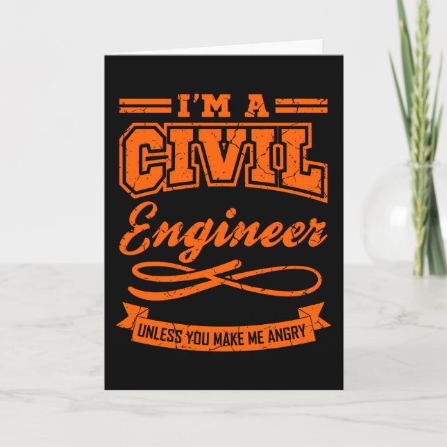 Civil Engineer Funny Engineering Graduation Degree Card (Front)