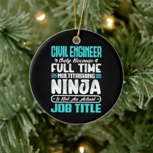 Civil Engineer Job Title Profession Engineering Ceramic Ornament
