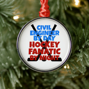 Civil Engineer Loves Hockey Metal Ornament