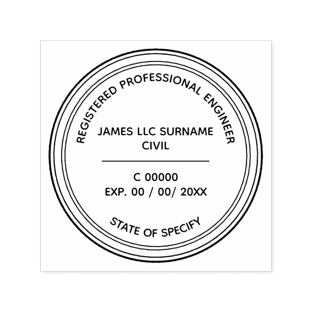 Civil Engineer Professional seal reg no. & expiry Self-inking Stamp (Design)