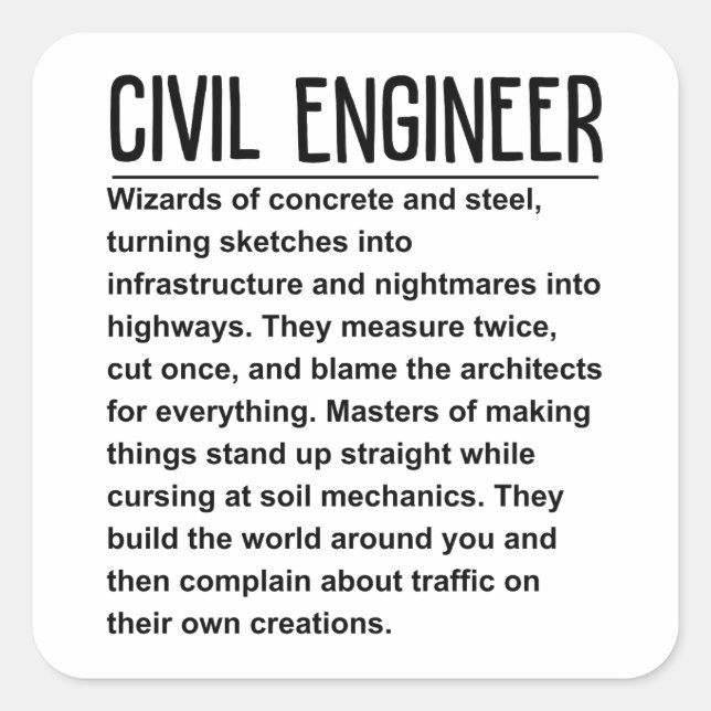 Civil engineer square sticker (Front)