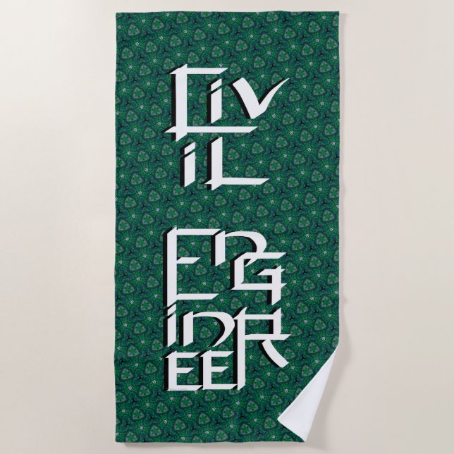 Civil Engineer White Character Beach Towel (Front)