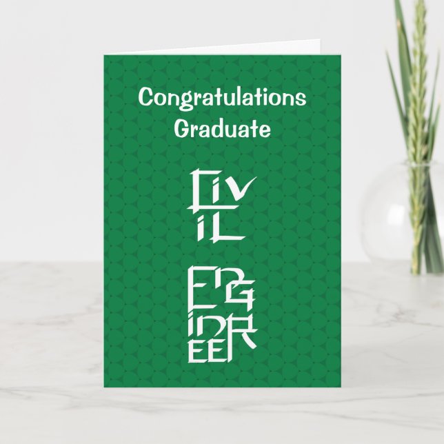 Civil Engineer White Character Graduation Card (Front)
