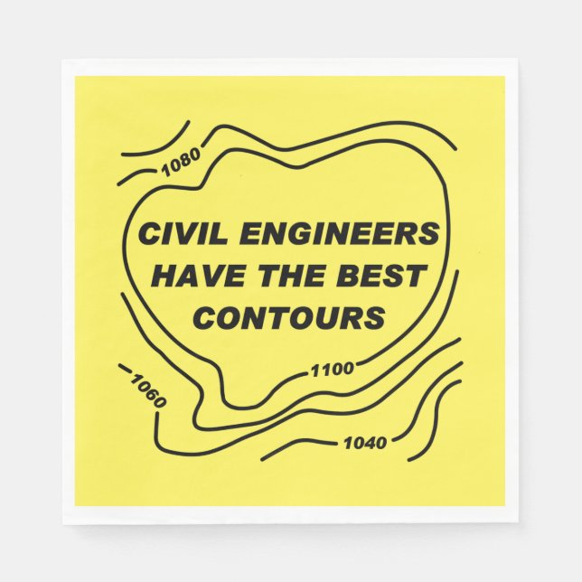 Civil Engineer Yellow Contours Napkin (Front)