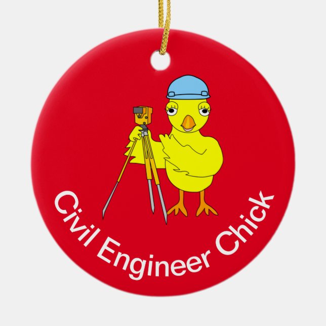 Civil Engineering Chick Ceramic Ornament (Front)