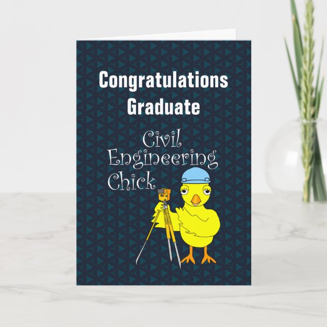 Civil Engineering Chick Graduation Card (Front)