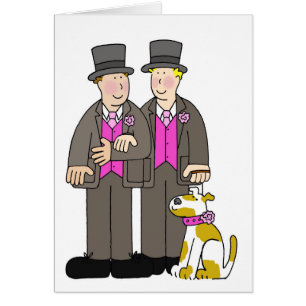 Civil union gay marriage two men and a dog.