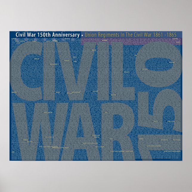 Civil War 150 Union Regiments Art Poster (Front)