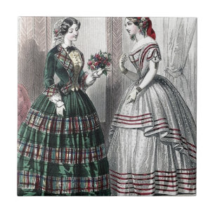 Civil War Antebellum Fashion Ladies Ball Gown Ceramic Tile