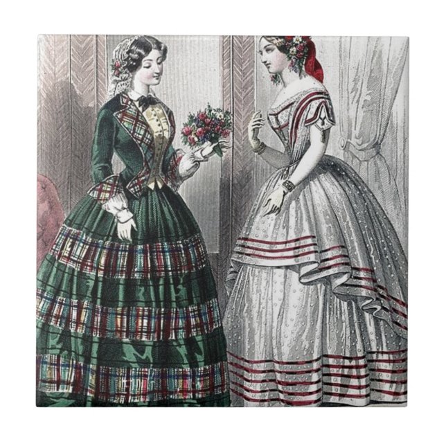 Civil War Antebellum Fashion Ladies Ball Gown Ceramic Tile (Front)