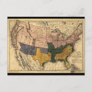 Civil War Era Map of the United States (Jan 1864) Postcard