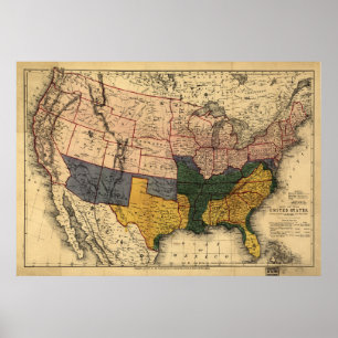 Civil War Era Map of the United States (Jan 1864) Poster