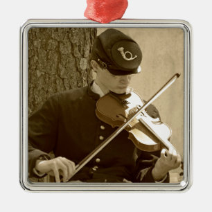Civil War Fiddle Player Metal Tree Decoration