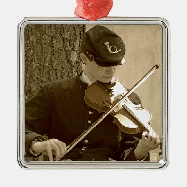Civil War Fiddle Player Metal Tree Decoration (Front)