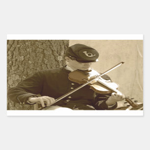 Civil War Fiddle Player Rectangular Sticker