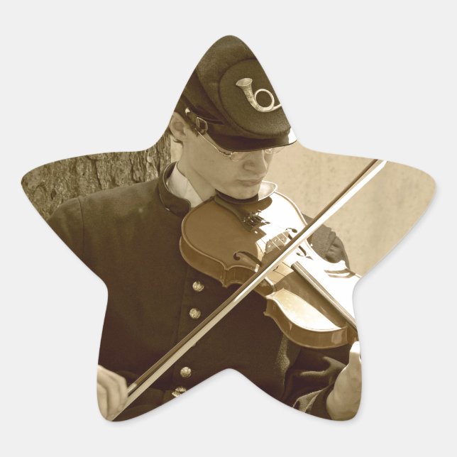 Civil War Fiddle Player Star Sticker (Front)