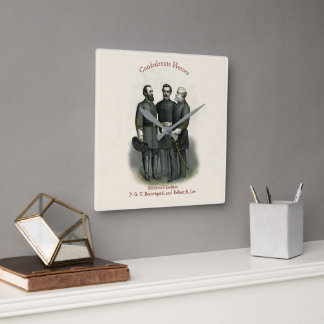 Civil War 🎖️⚔️ Heroes Confederate Generals 1896 Square Wall Clock