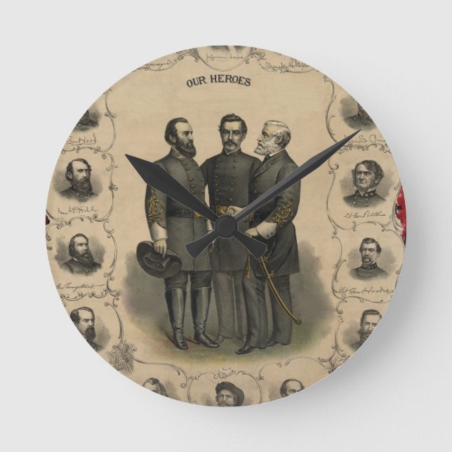 Civil War Heroes Round Clock (Front)
