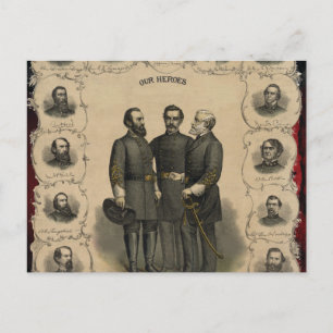 Civil War 🎖️⚔️ Heroes Southern Generals Postcard