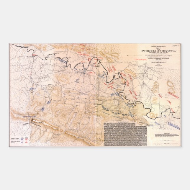 Civil War Map Battlefield of Chickamauga (1863) Rectangular Sticker (Front)
