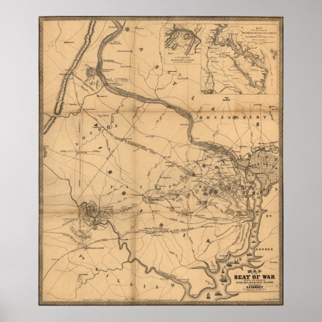 Civil War Map of Battles July 18, 21 & Oct 21 1861 Poster (Front)
