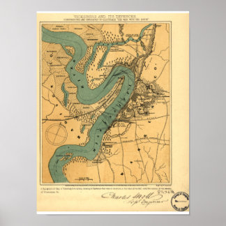 Civil War Map of Vicksburg and its Defences Poster
