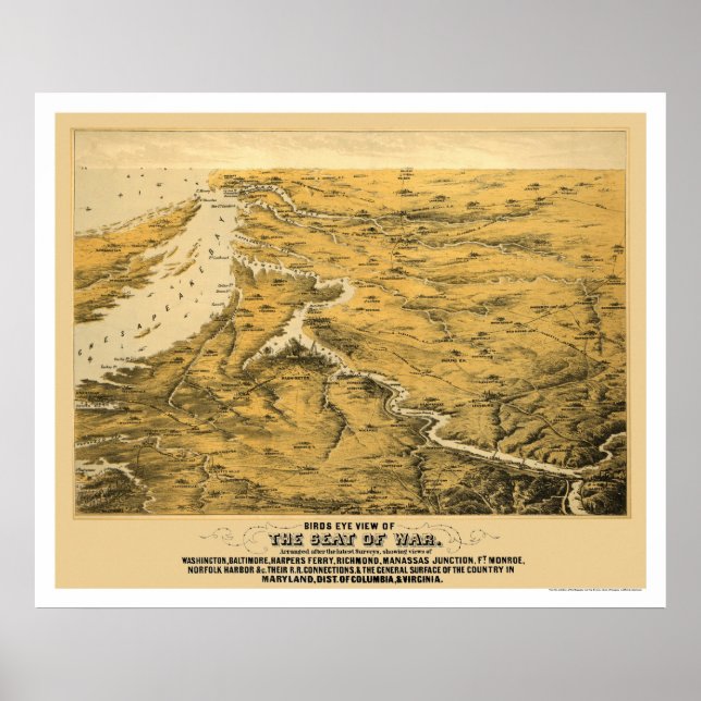 Civil War Panoramic Map 1861 Poster (Front)