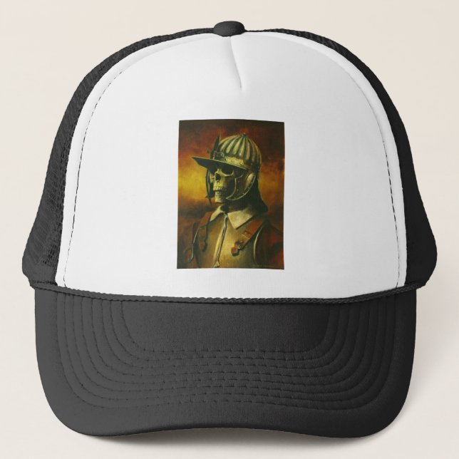 Civil War Roundhead Skeleton Trucker Hat (Front)