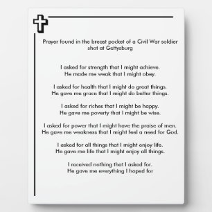 Civil War Soldier Prayer Plaque