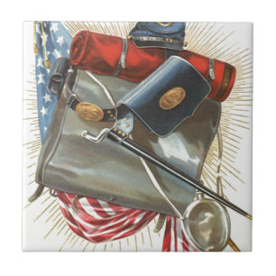 Civil War US Flag Bayonet Canteen Ceramic Tile