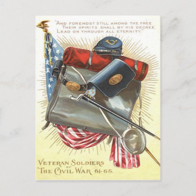 Civil War US Flag Bayonet Canteen Postcard (Front)