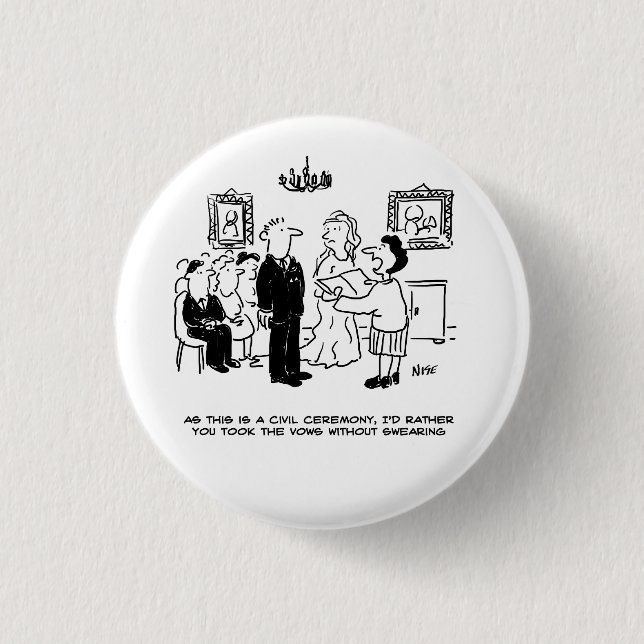 Civil Wedding at Registry Office Fun Button Badge (Front)