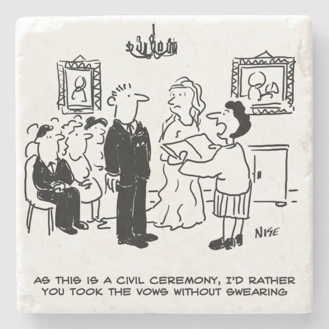 Civil Wedding Ceremony at a Registry Office Stone Coaster (Front)
