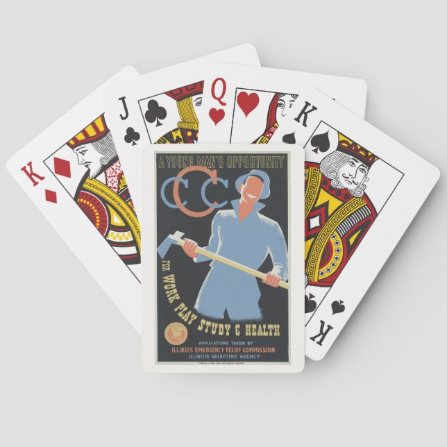 Civilian Conservation Corp: Work Play Study Health Playing Cards (Back)