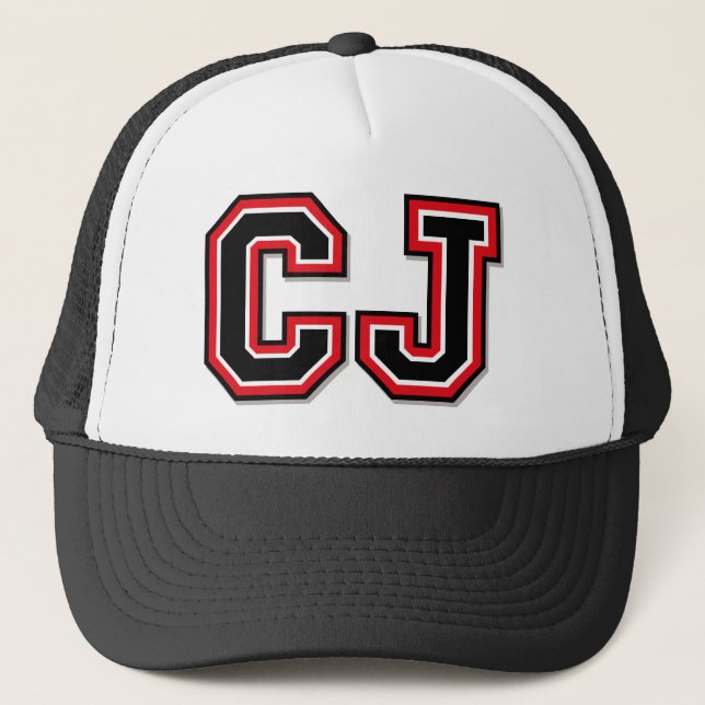 "CJ" Monogrammed Trucker Hat (Front)