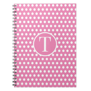 Cjic Cute retro initial letter Polka Dotd Pink Notebook