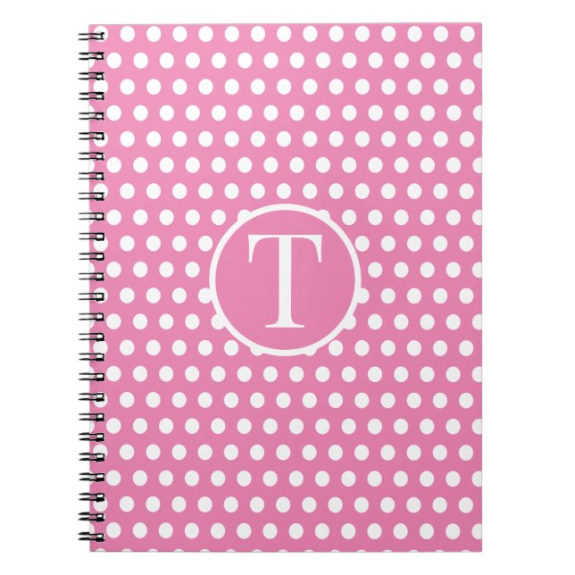 Cjic Cute retro initial letter Polka Dotd Pink Notebook (Front)