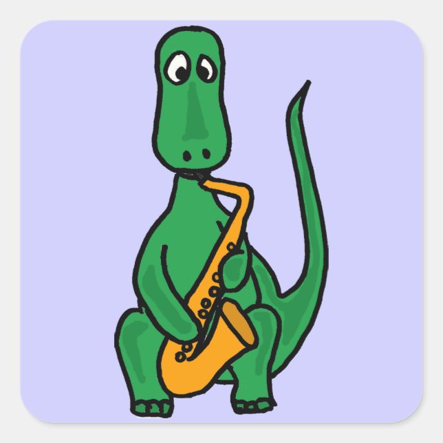 CK- Funny Dinosaur Playing Saxophone Sticker (Front)