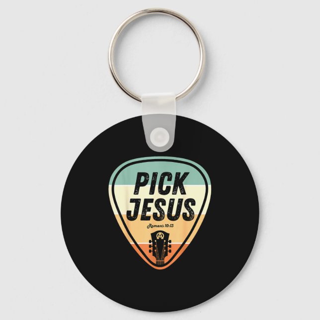 Ck Jesus Shirt Funny Christian Music Guitar Ck Men Key Ring (Front)