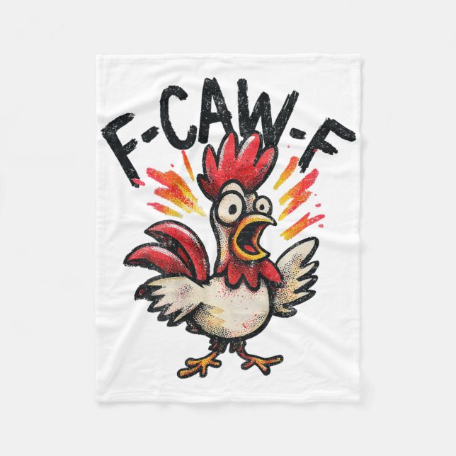 Ck Print F-caw-f Funny Chicken Rooster Meme Fun Wo Fleece Blanket (Front)