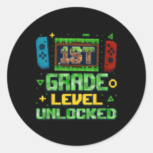 Ck To School 1st Grade Boys Gamer First Day Of Fir Classic Round Sticker