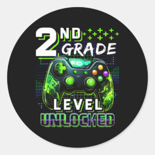 Ck To School 2nd Grade Boys Gamer First Day School Classic Round Sticker