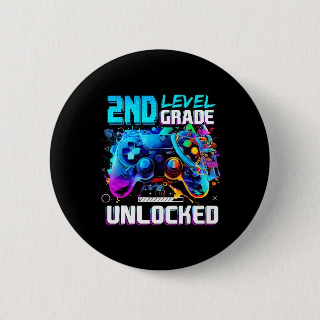 Ck To School 2nd Grade Level Unlocked Gamer Kids B 6 Cm Round Badge (Front)
